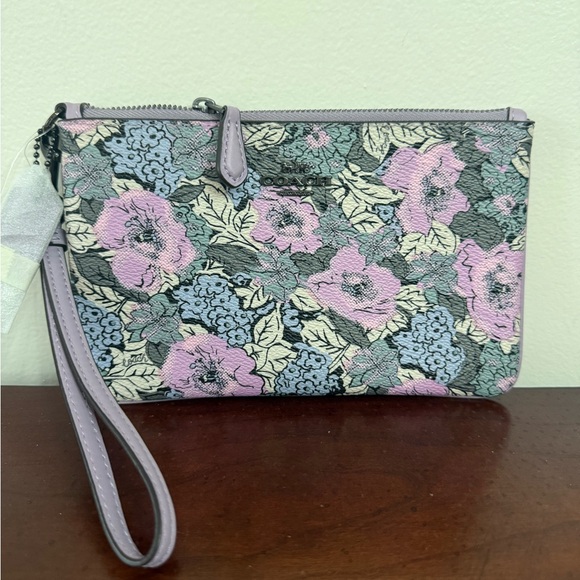 Coach Handbags - Coach NWT Floral Wristlet Clutch - Lilac and Blue medium wristlet